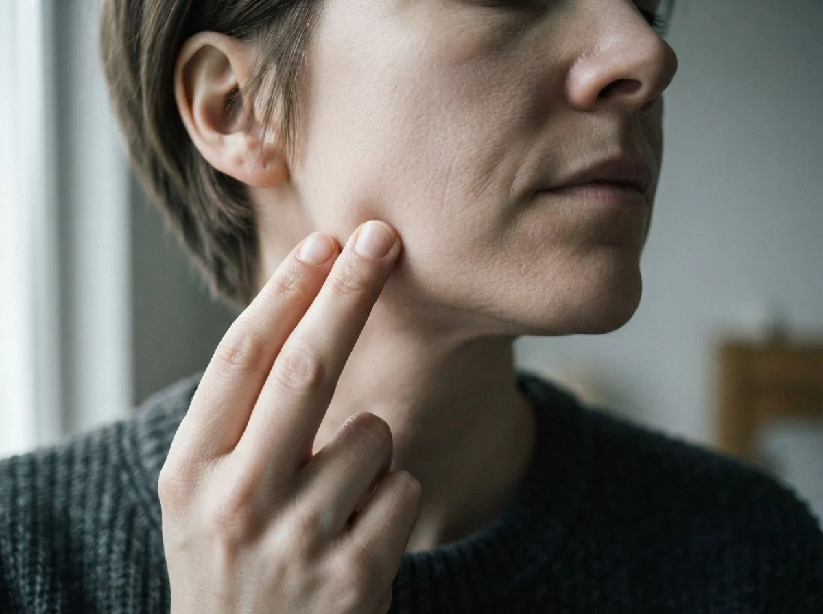 Fingerkuppen am Kiefergelenk. Zähneknirschen und Bruxismus in Binningen
