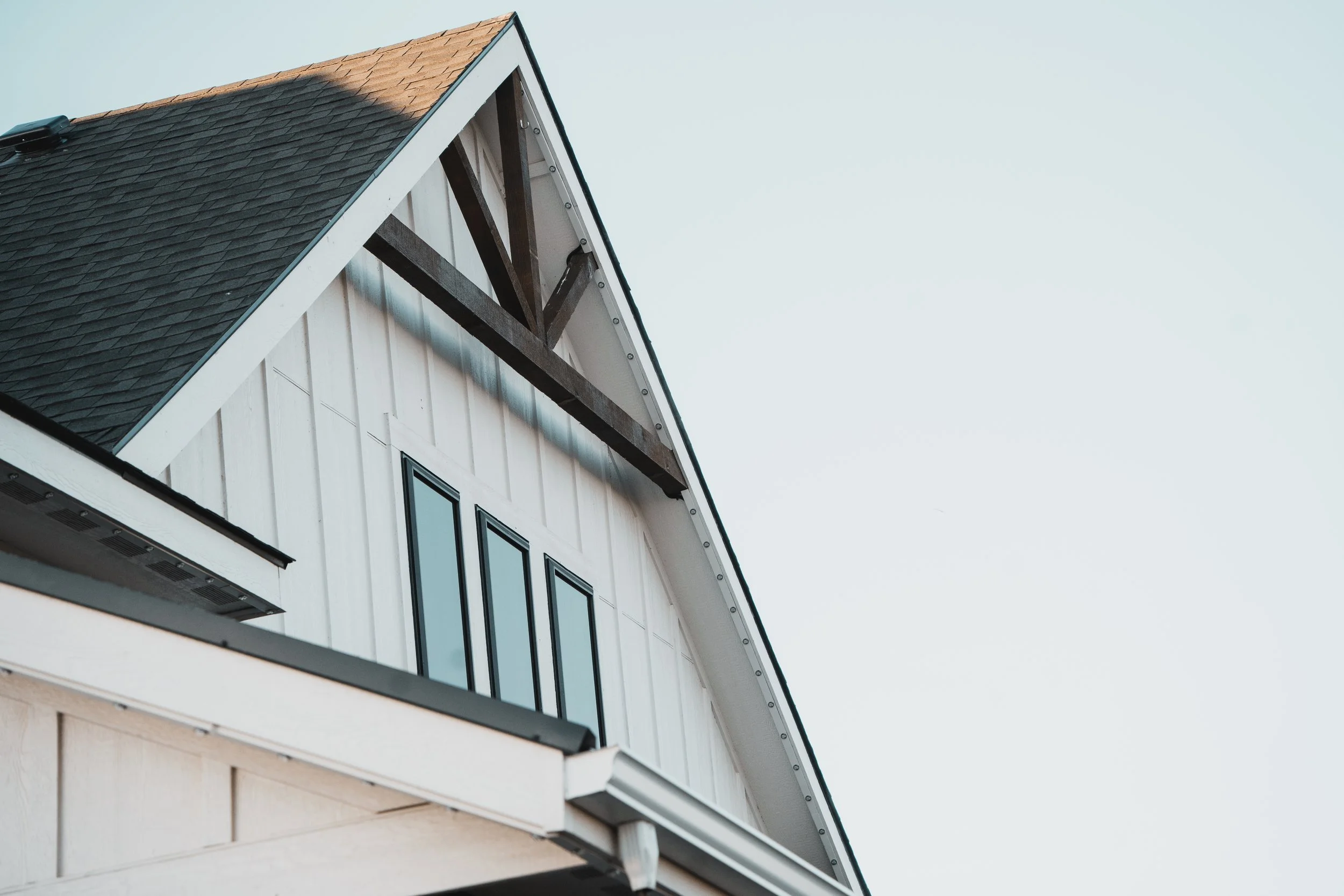 Permanent lighting on a home at dusk