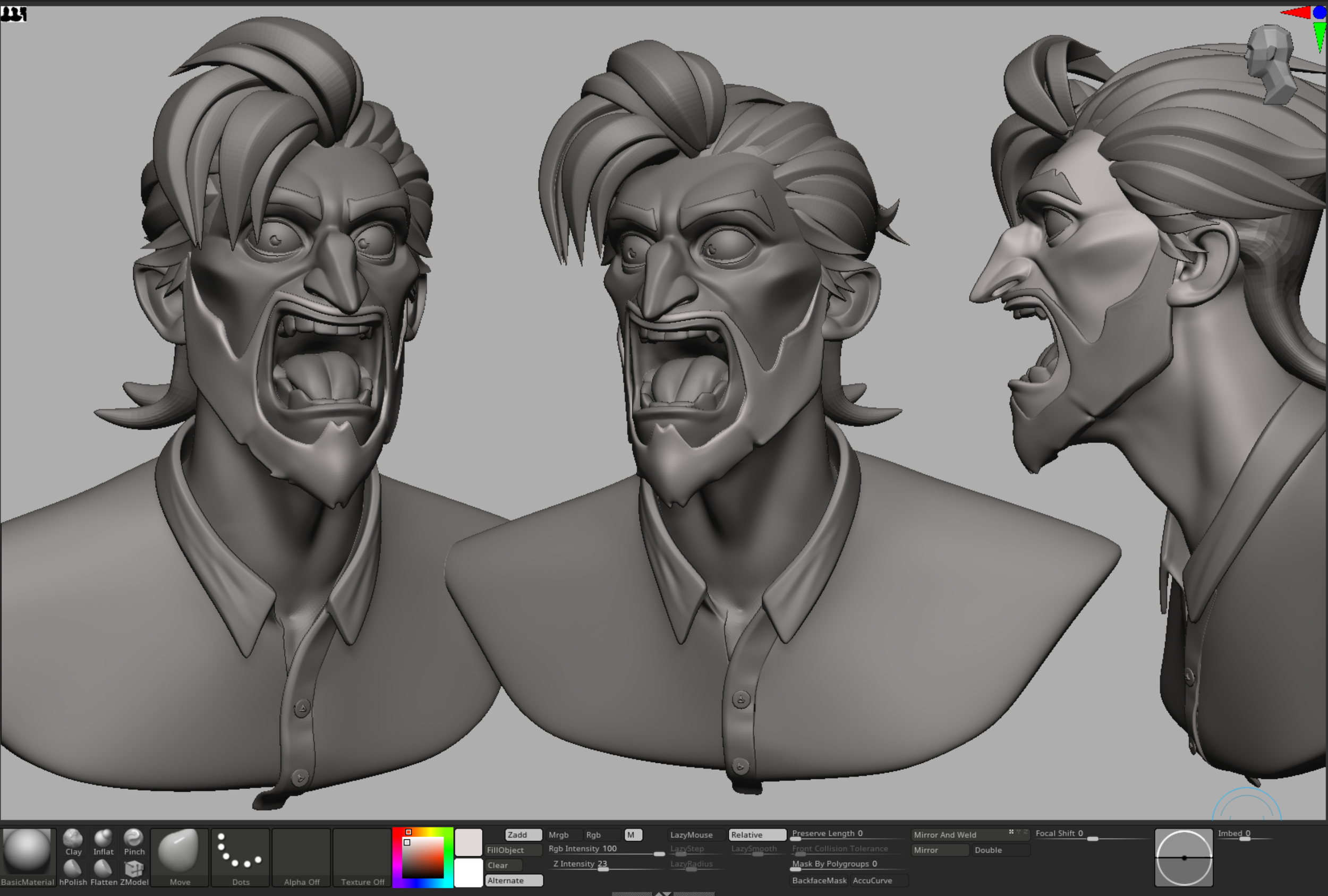 Stylized portrait expression sculpt work in progress