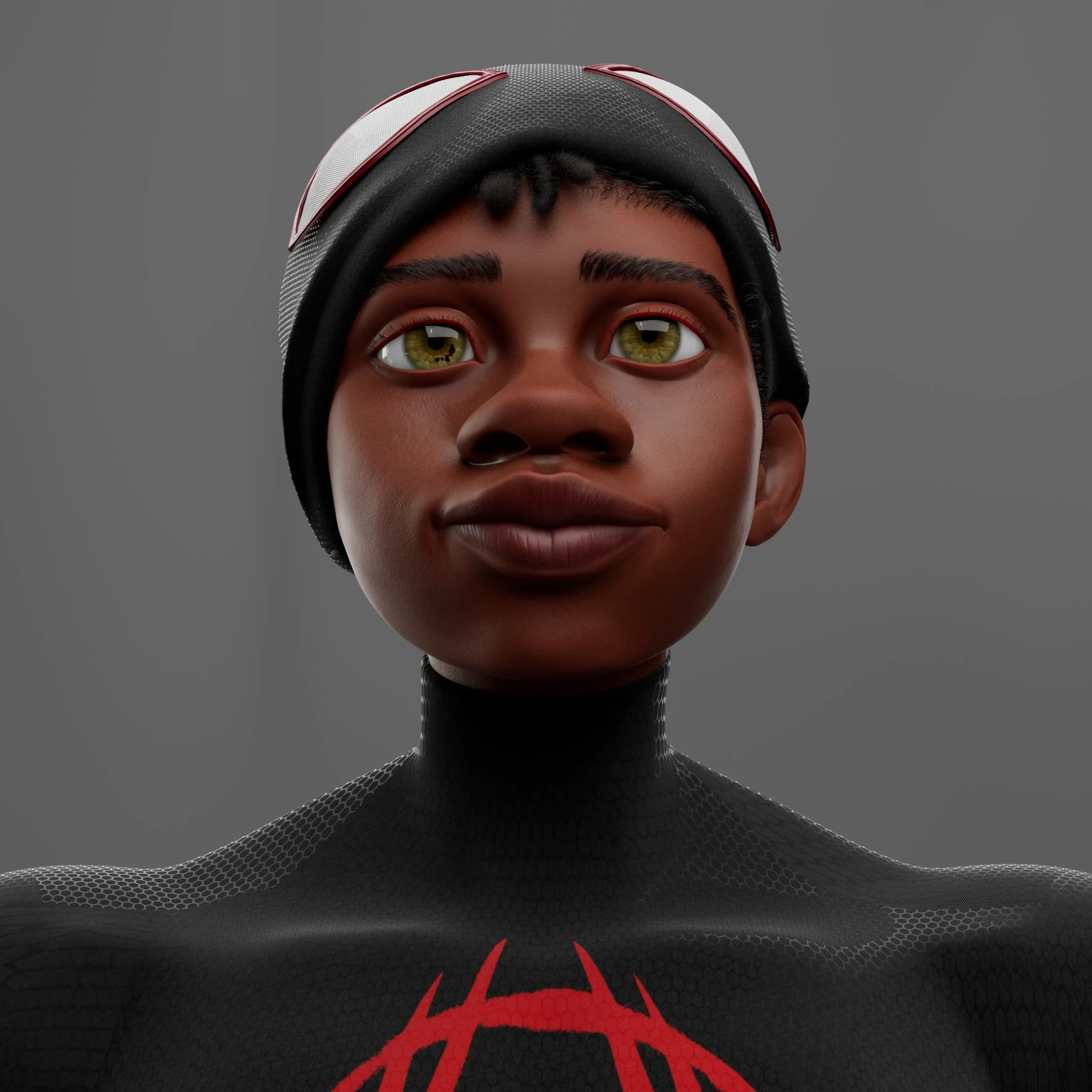 Miles Morales portrait look development work in progress