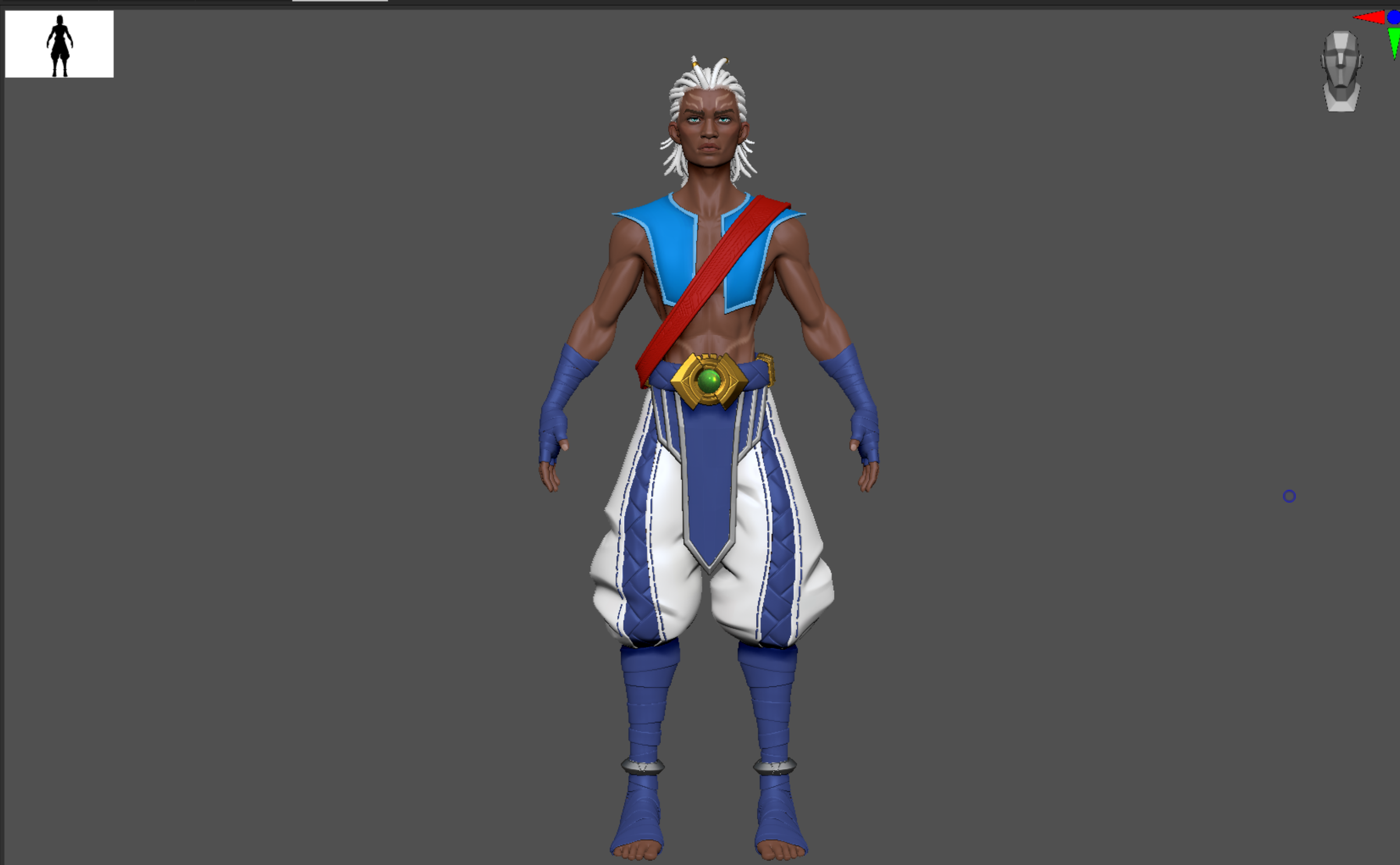 Stylized warrior costume development work in progress