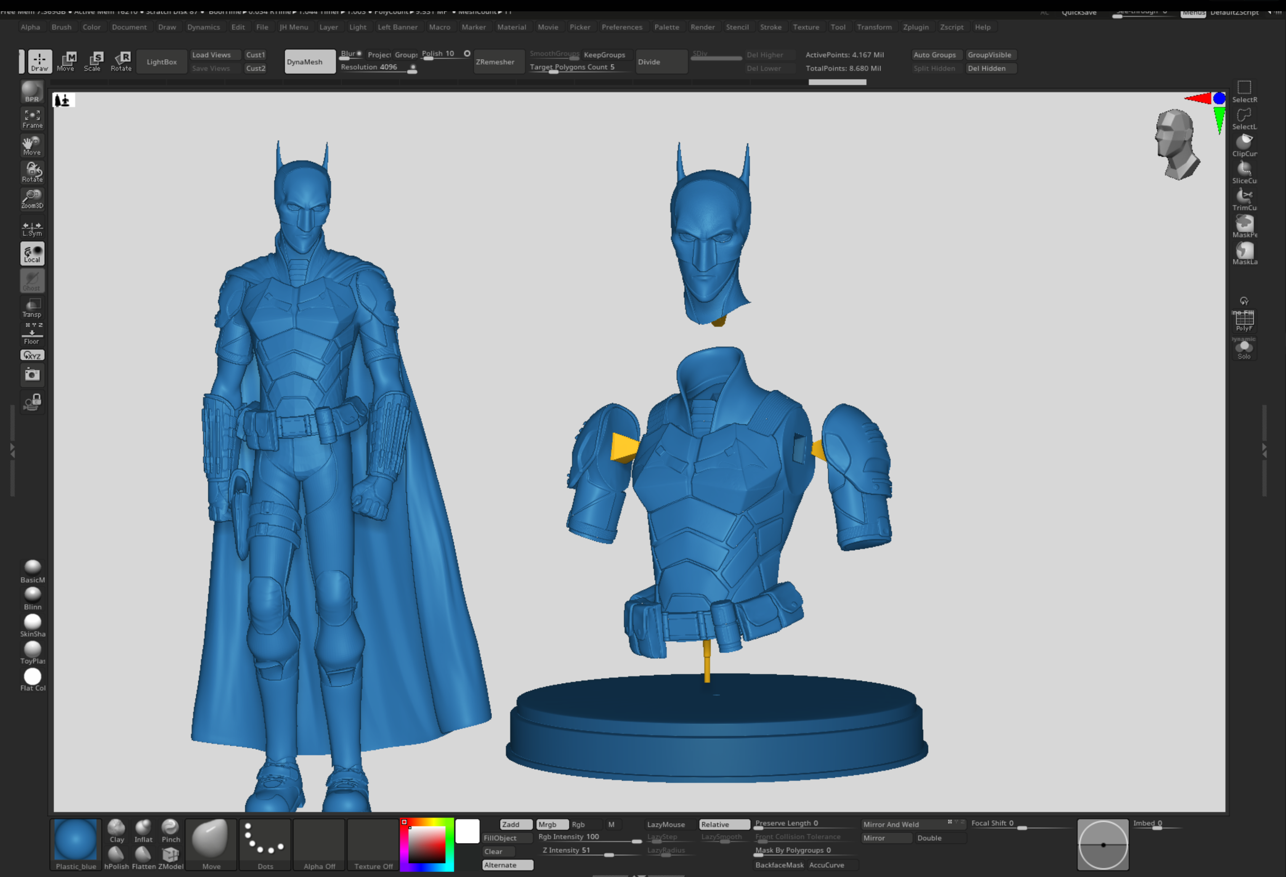 Batman character model breakdown work in progress
