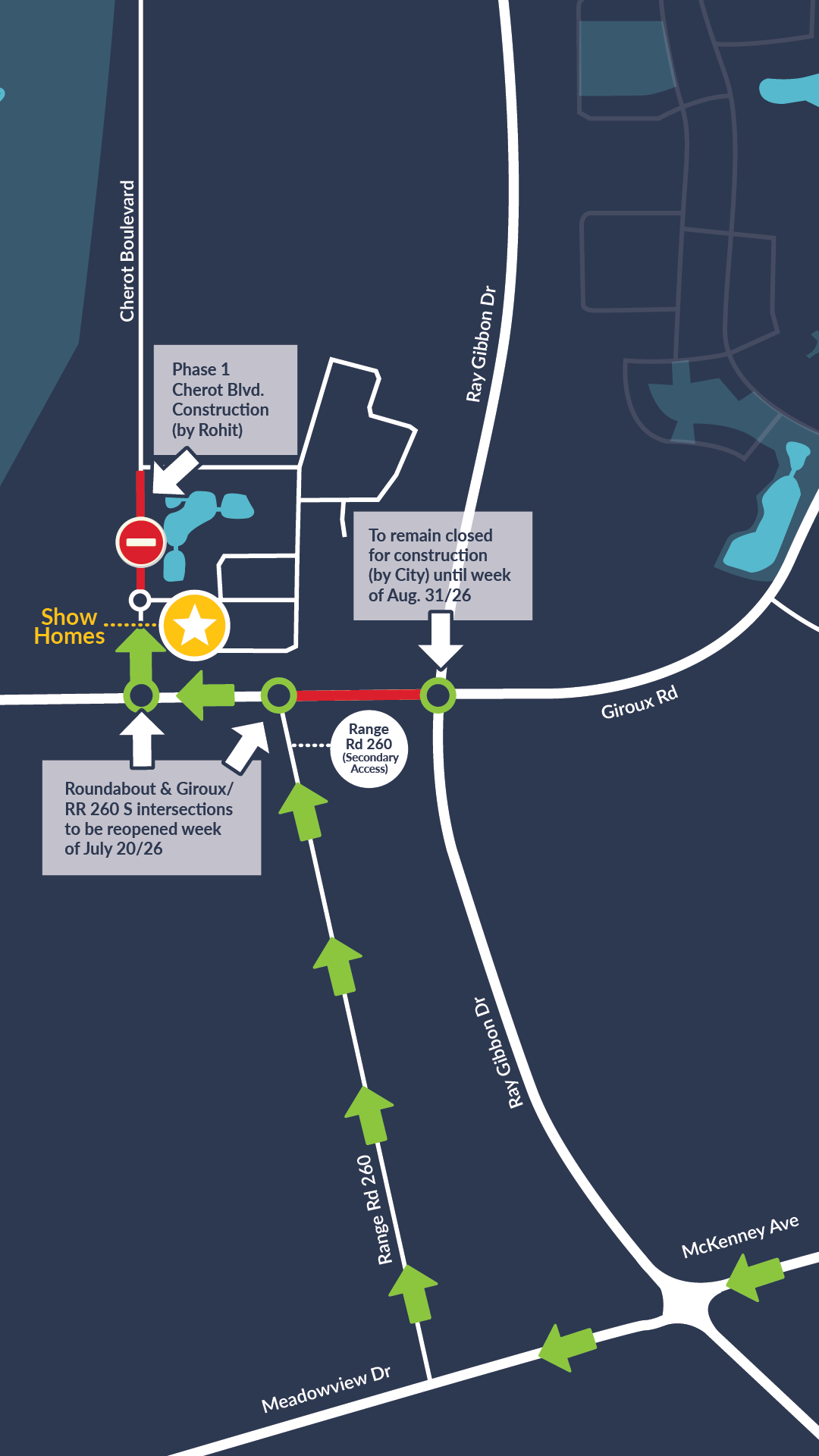Chérot road construction detour map