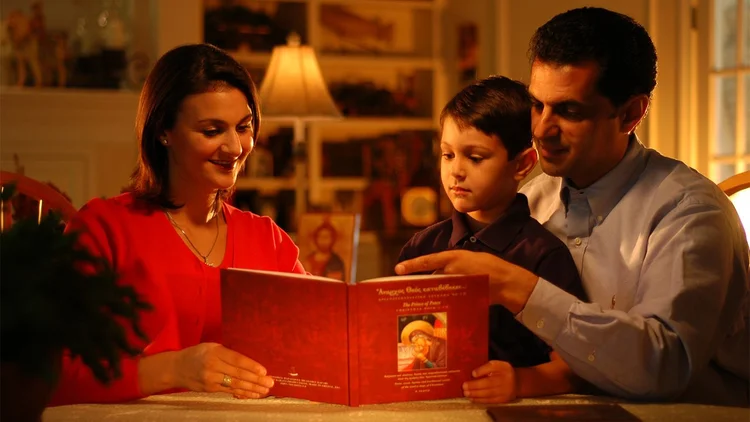 A family reading the Bible together