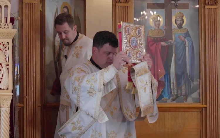 The Little Entrance with the Holy Gospel at the Divine Liturgy