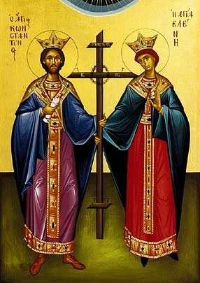 Icon of Saints Constantine and Helen with the Precious Cross