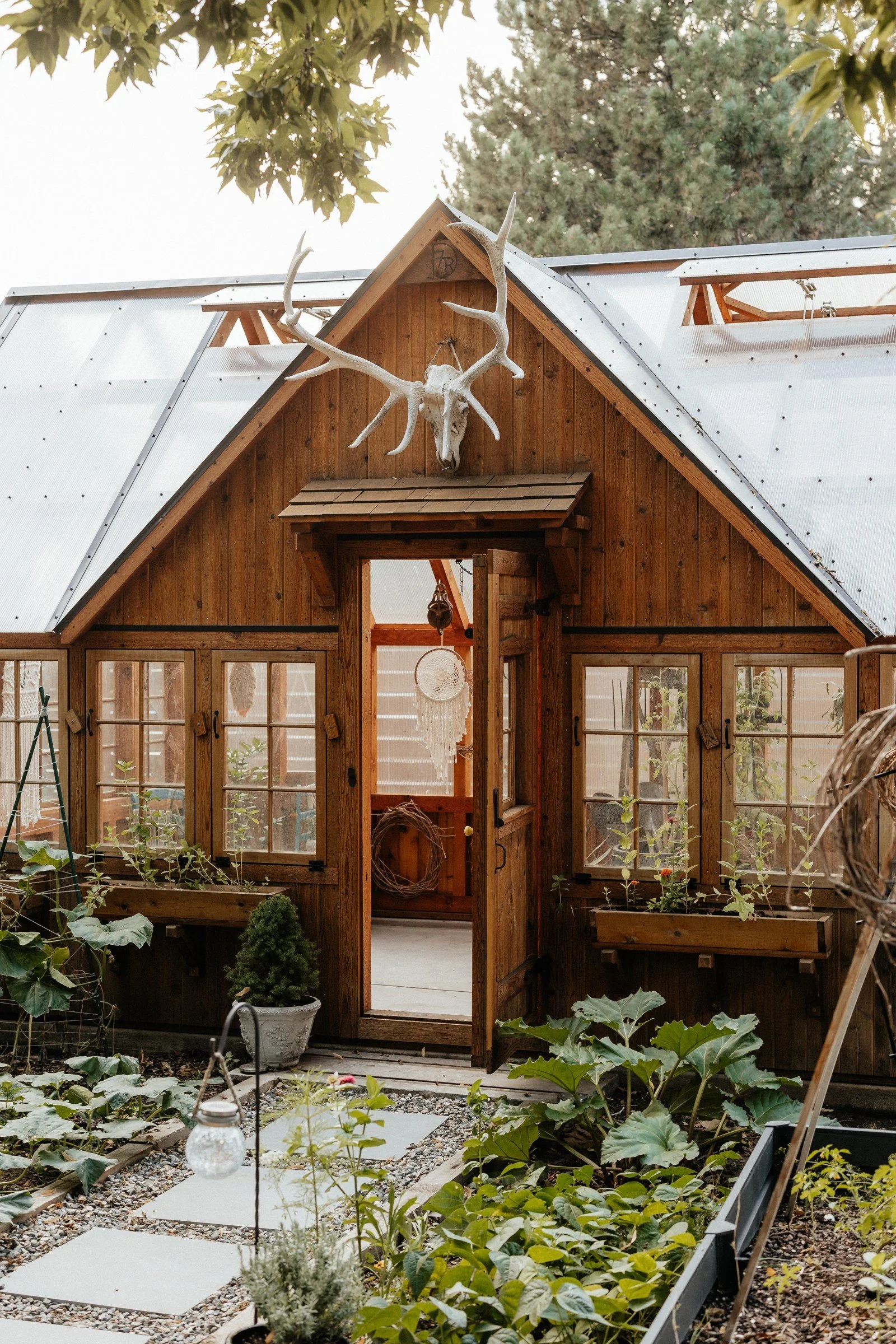 The farm greenhouse and garden