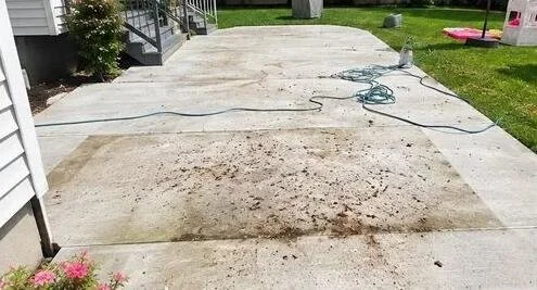 Concrete patio before cleaning