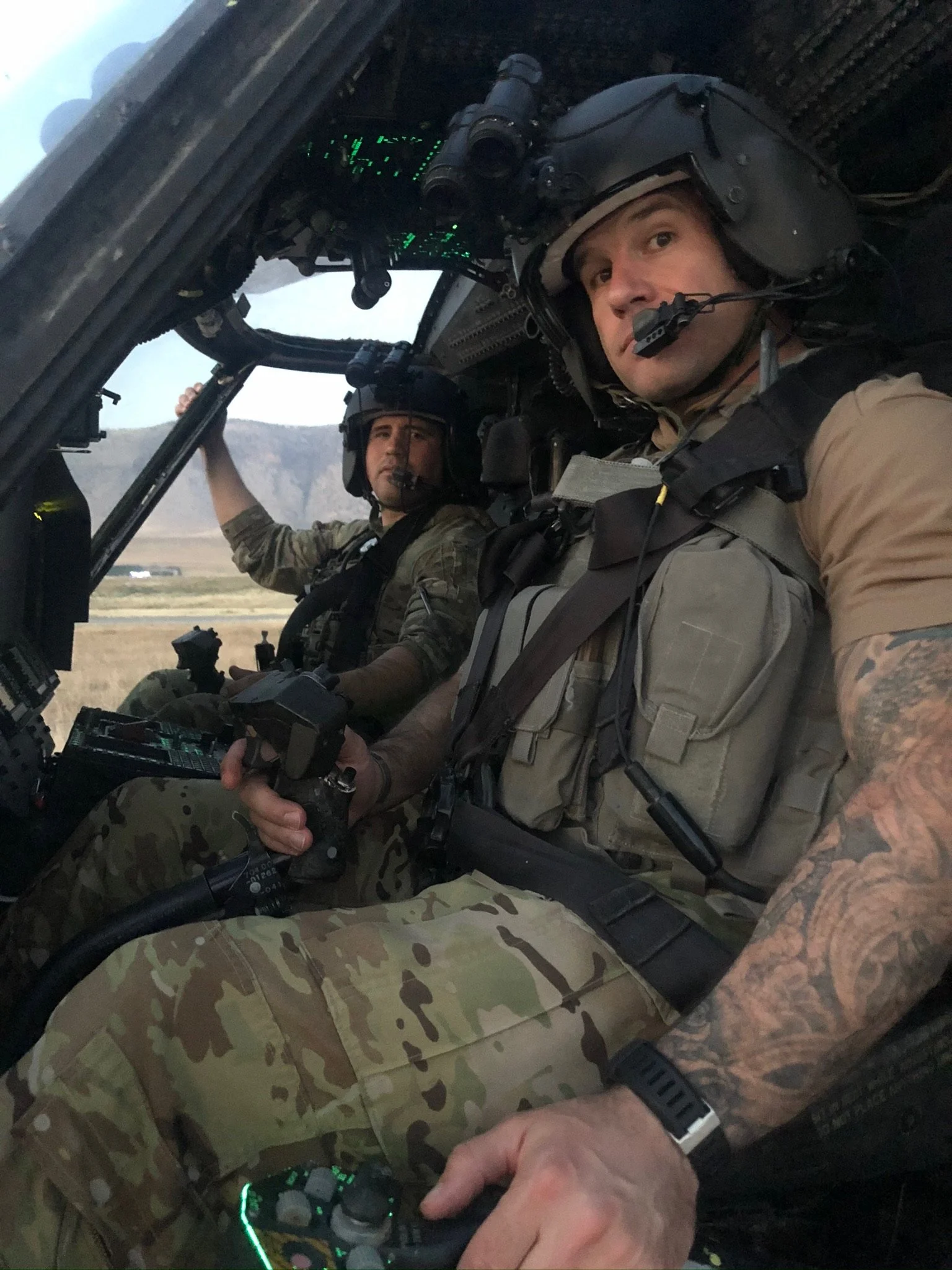 Phil Calcese in the cockpit with NVGs