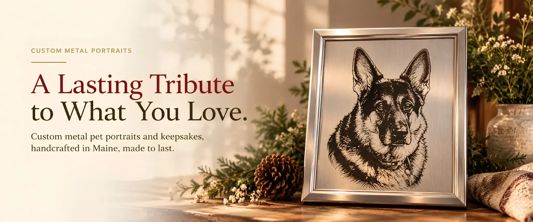 Wild Pines custom metal pet portrait
