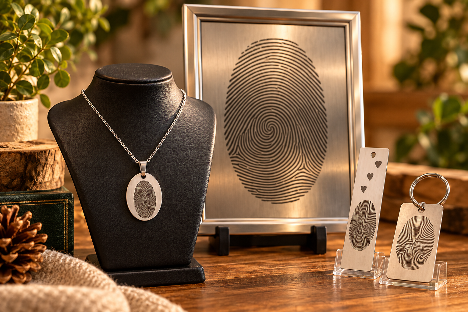 Fingerprint metal keepsake necklace