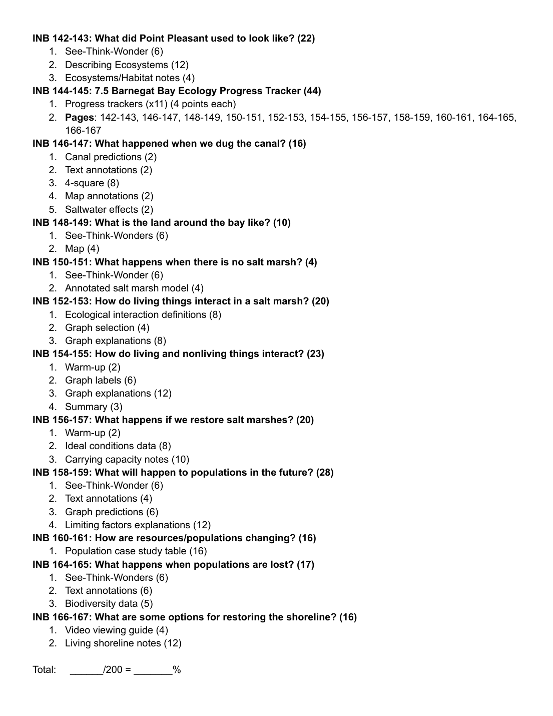 Interactive science notebook example