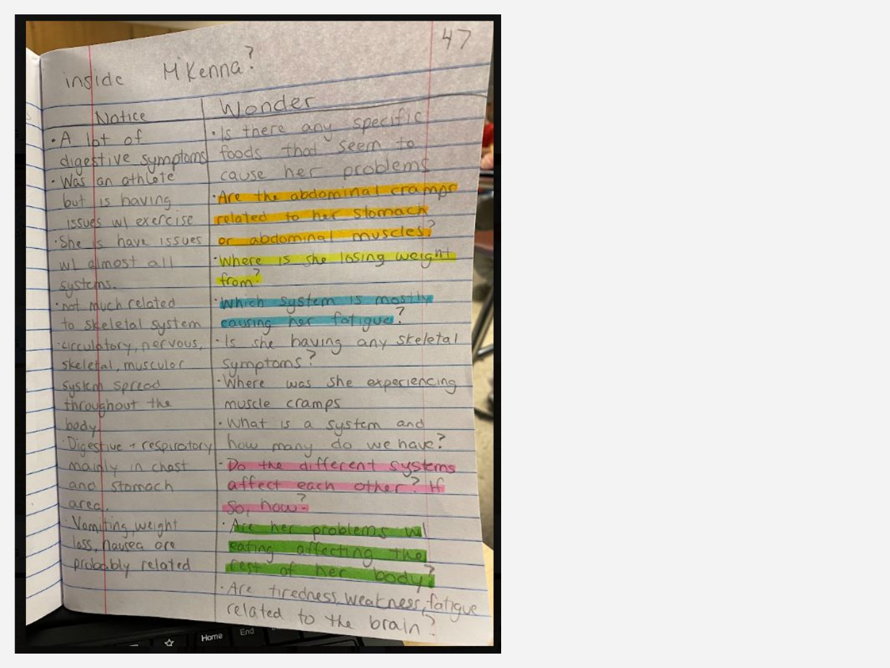 Interactive science notebook example