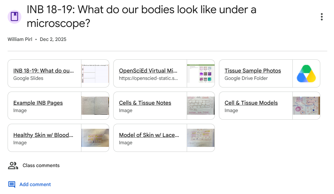 Interactive science notebook example