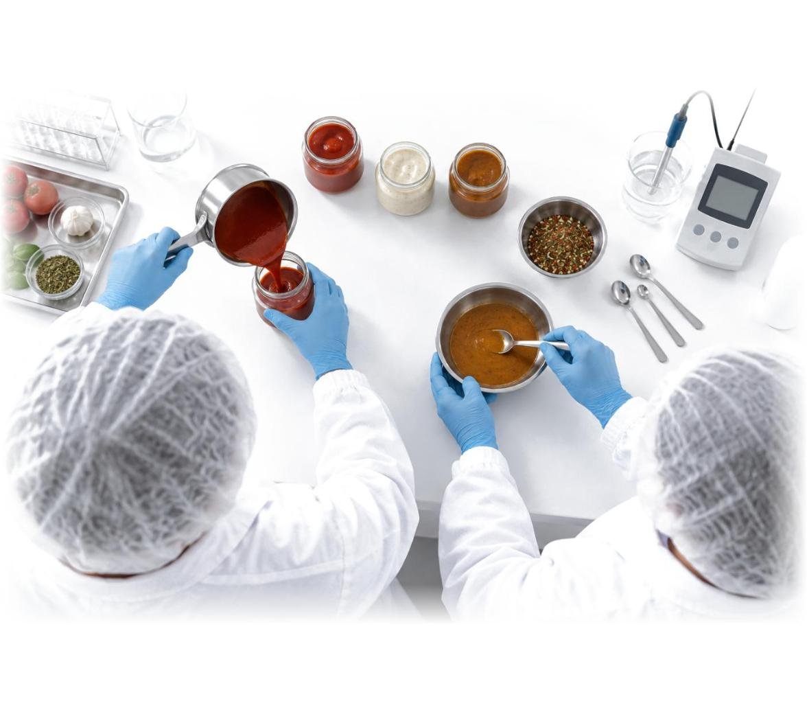 GMT Food Ar-Ge laboratuvarında mühendisler özel sos numunesi hazırlarken