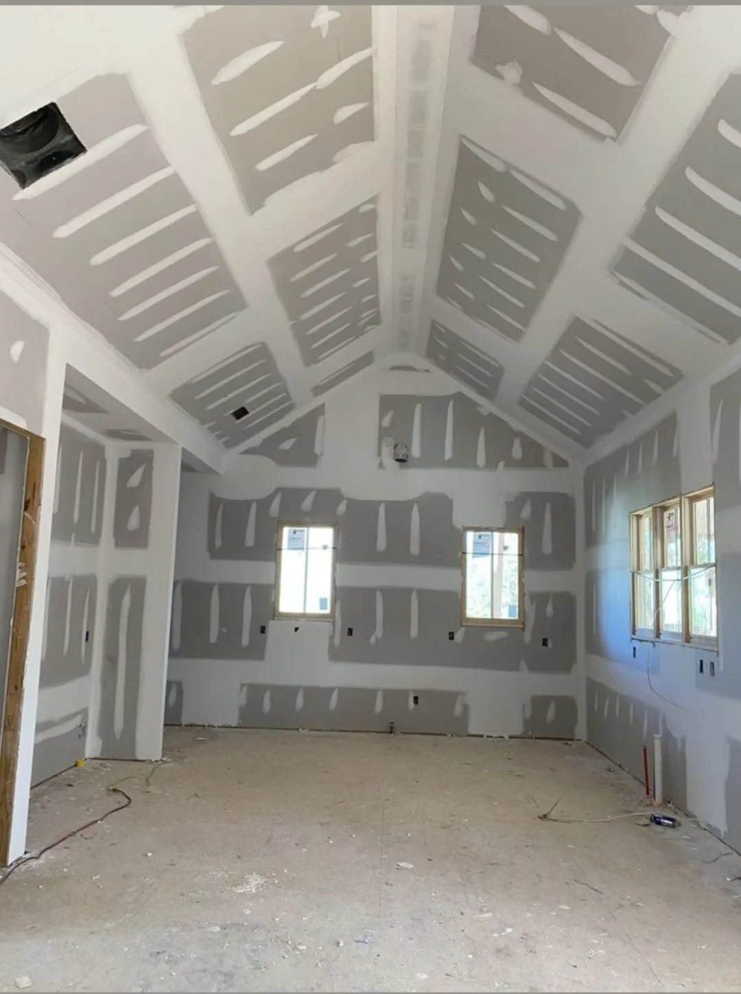 Plasterboard surfaces prepared and finished for decoration