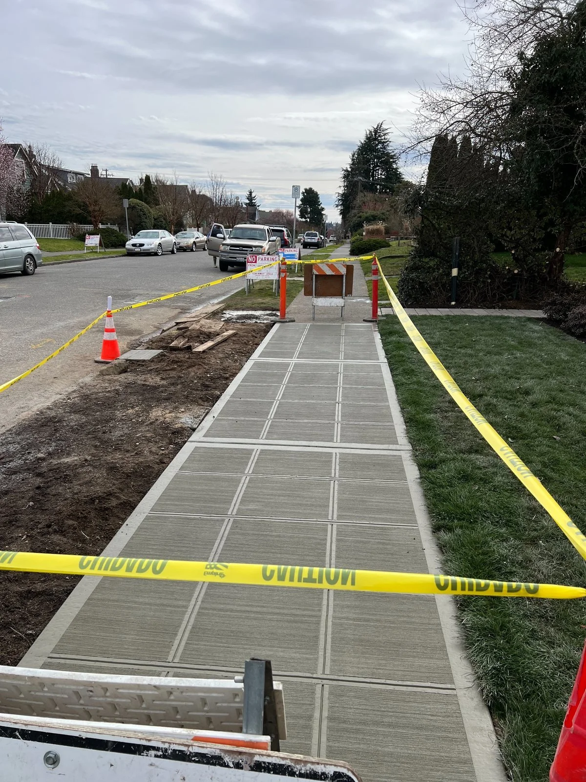 New sidewalk section at the infill site
