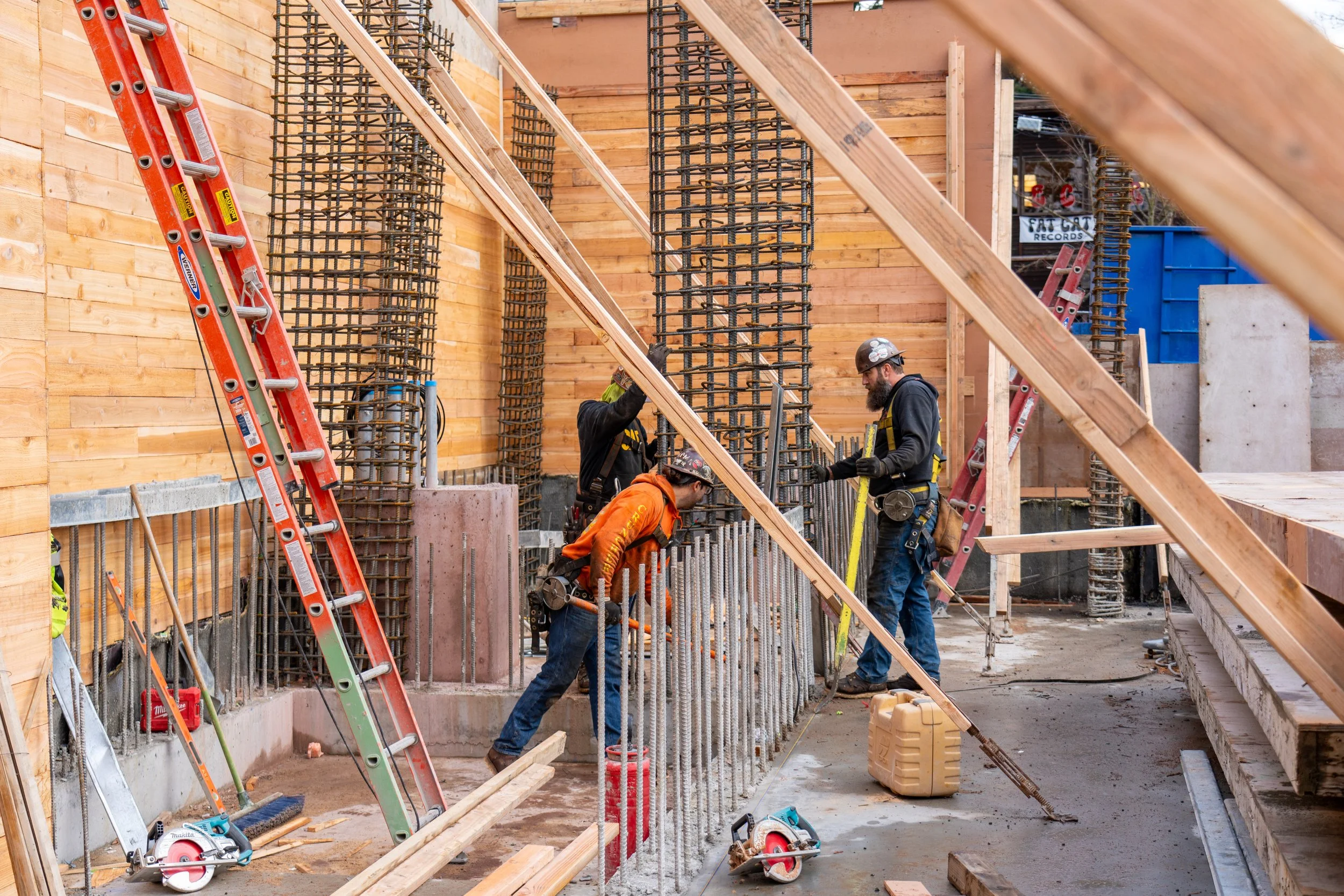 Carpenters setting formwork