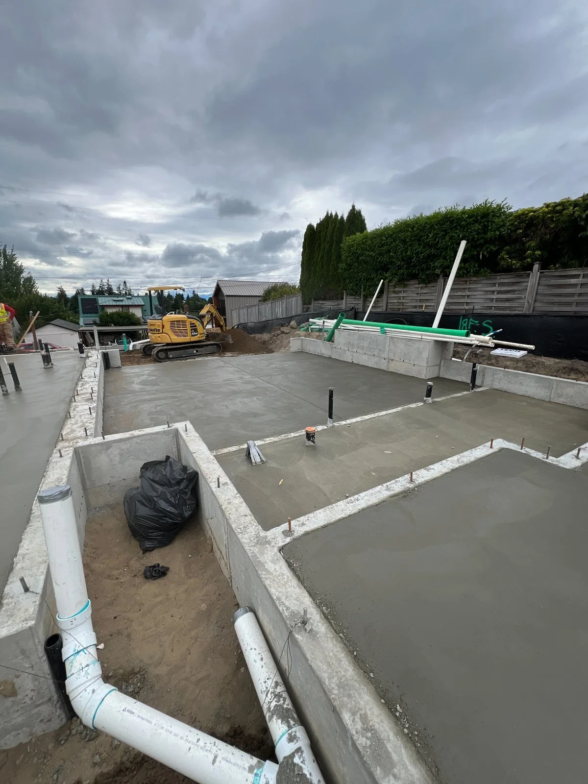 Completed slabs across the infill foundations