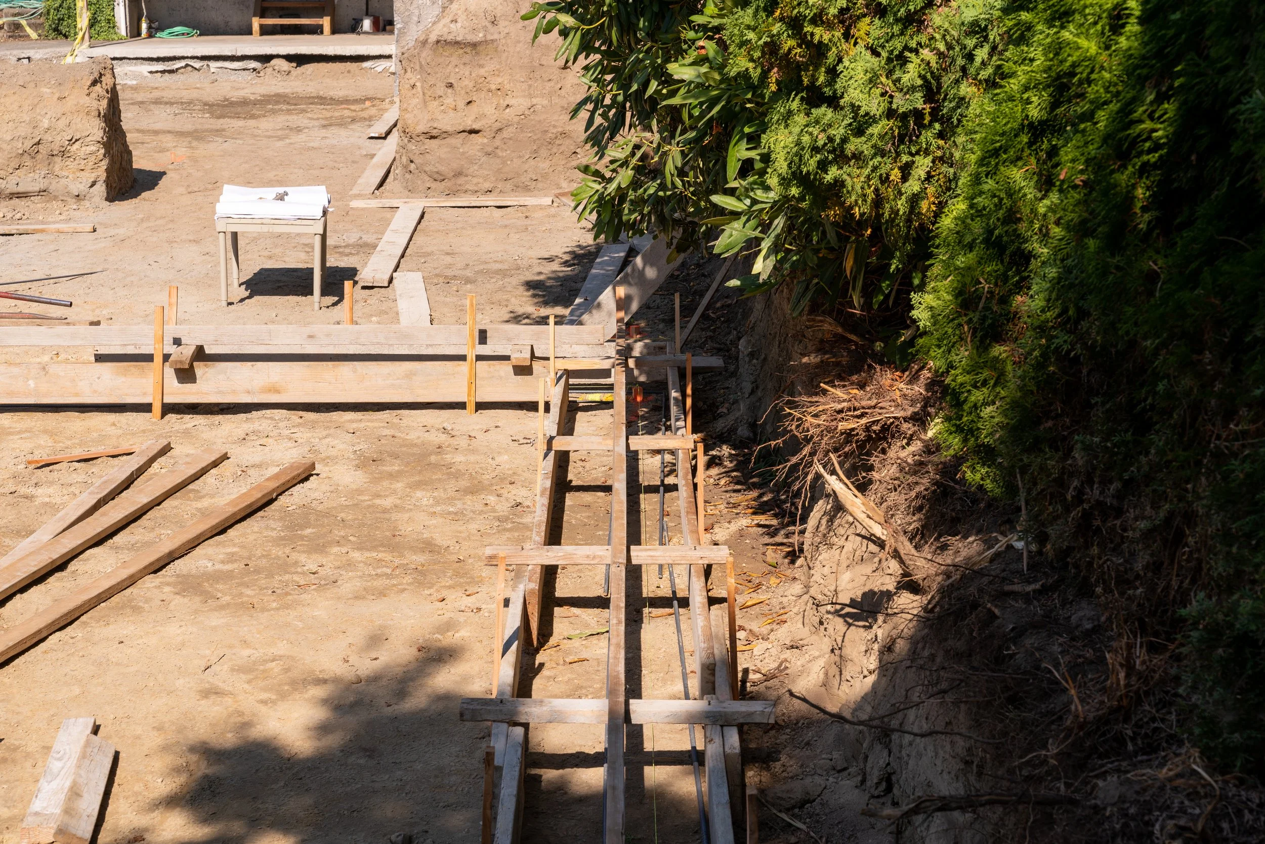 Footing formwork and underground lines