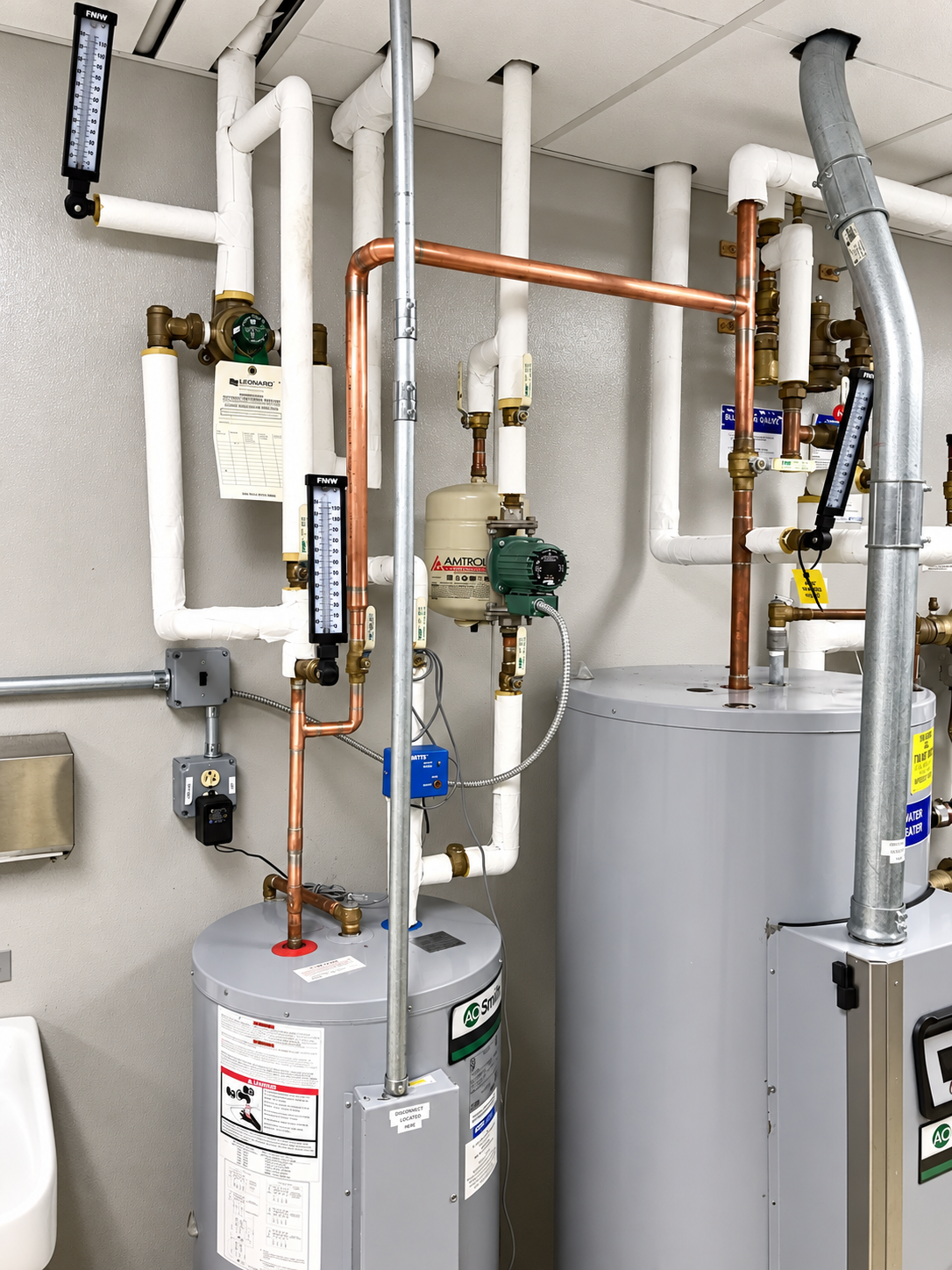 Water heaters with copper piping and insulated connections
