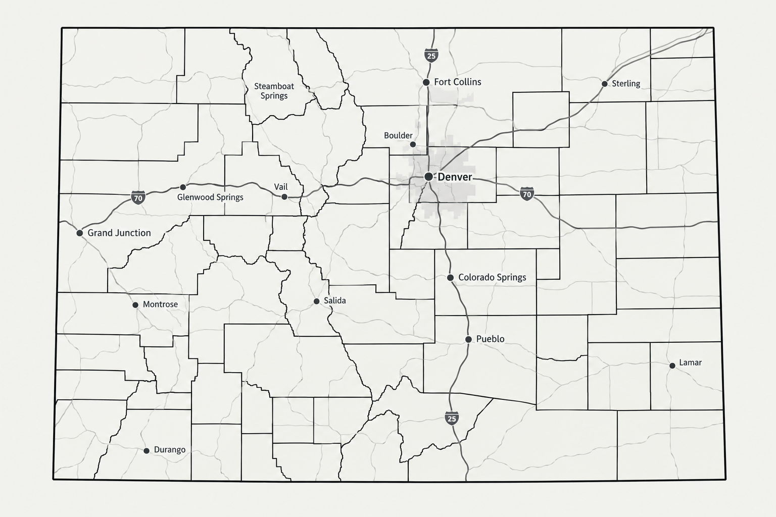 Colorado map highlighting the Denver metro region served by Pride Professional Services.