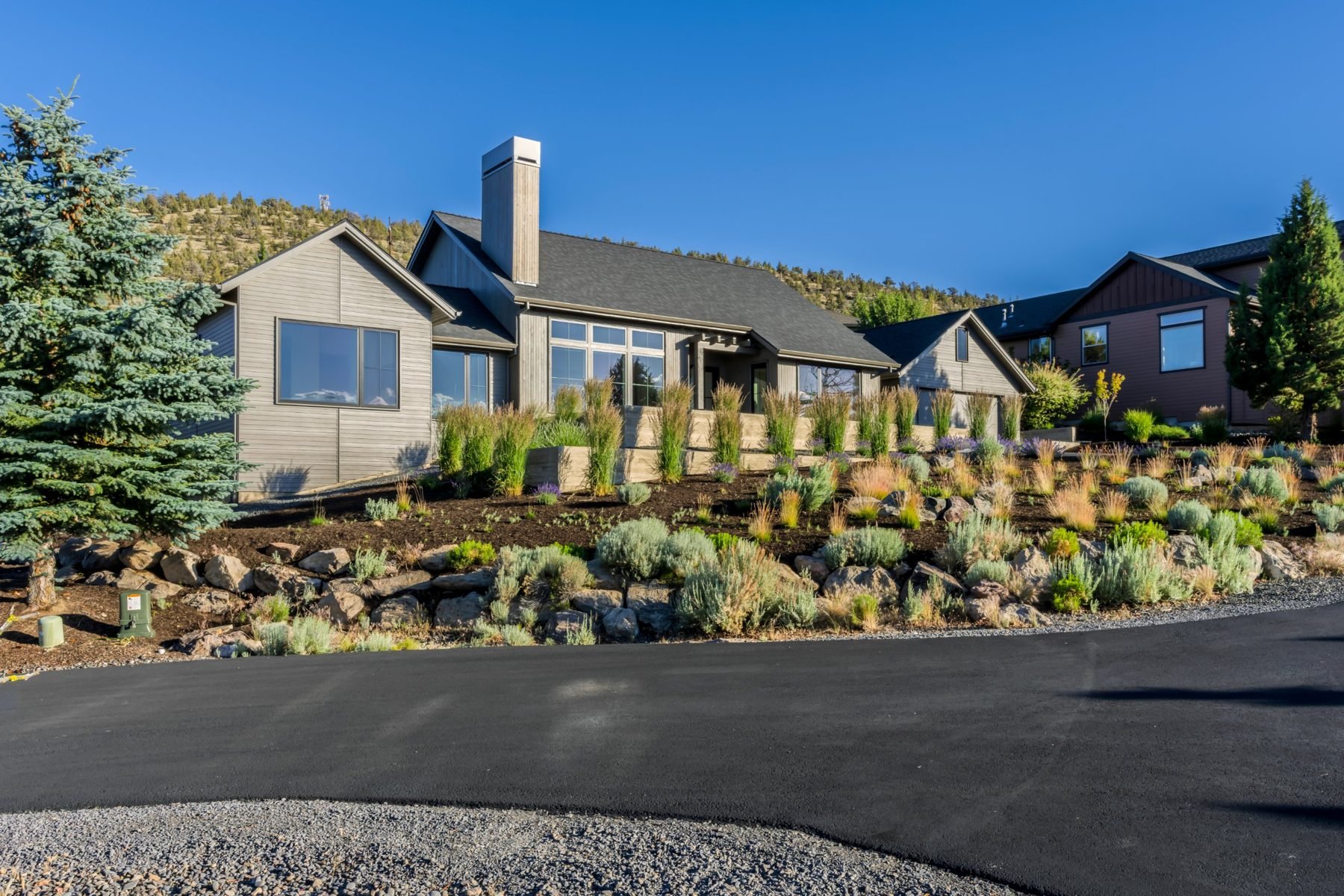 Ironstone, a modern custom home in Eagle Crest with high desert landscaping