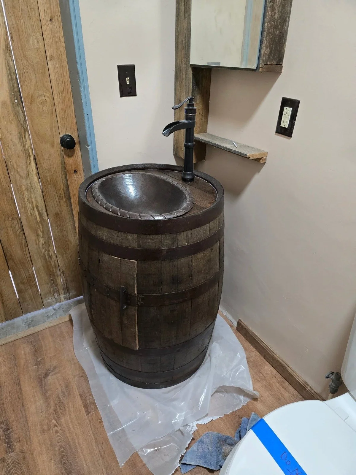 Barrel sink in progress