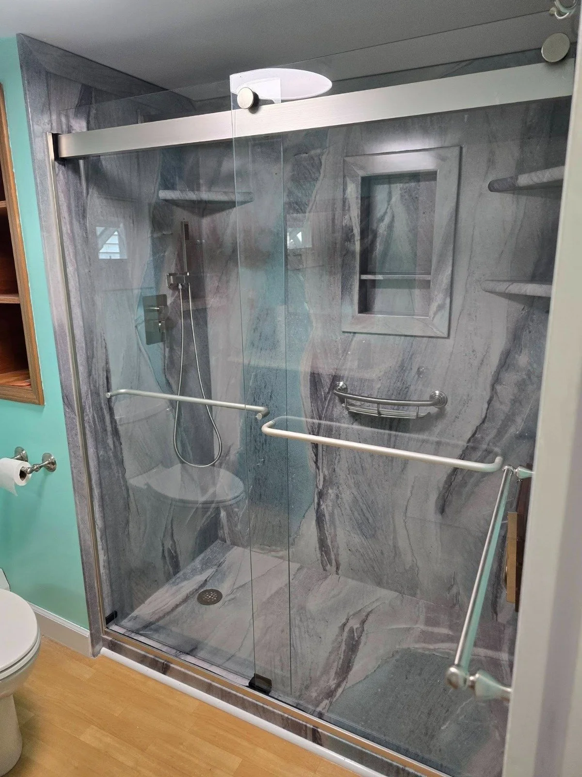 Walk-in shower front view