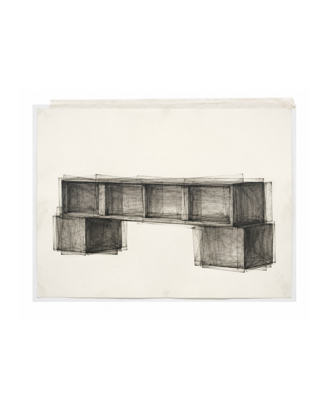 BLOQUE layered graphite perspective study on paper