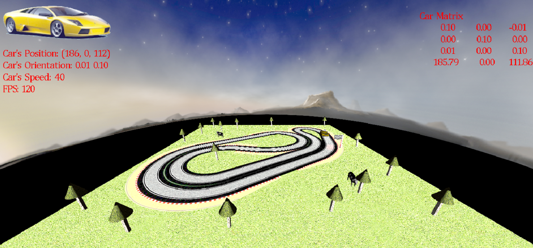 Autonomous car and racetrack simulation