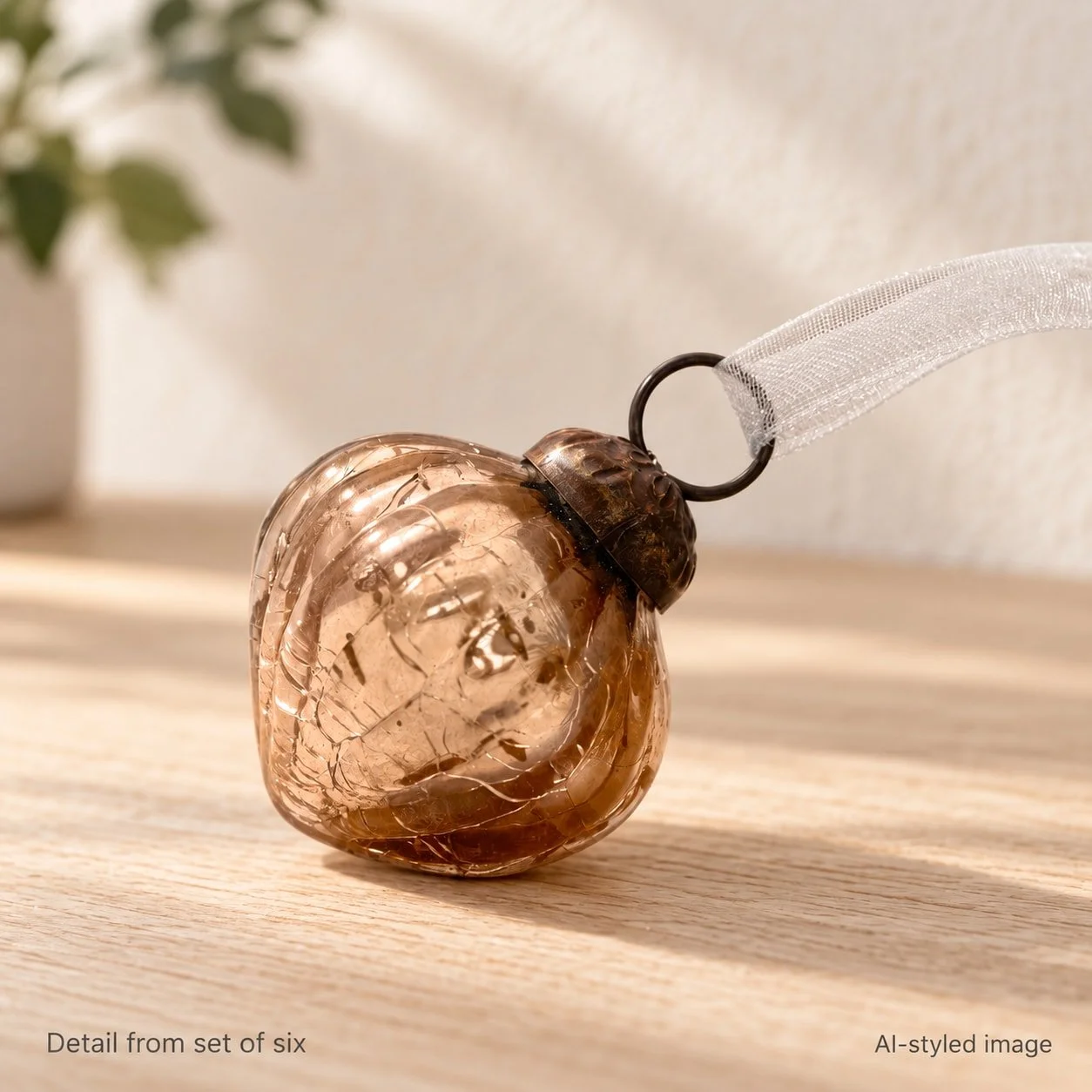 Mini crackle-glass lantern ornaments · set of six — reference-based AI-styled image