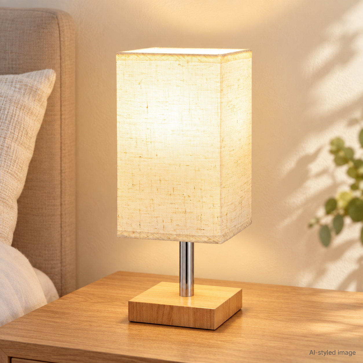 AI-styled image of Compact square-shade touch lamp