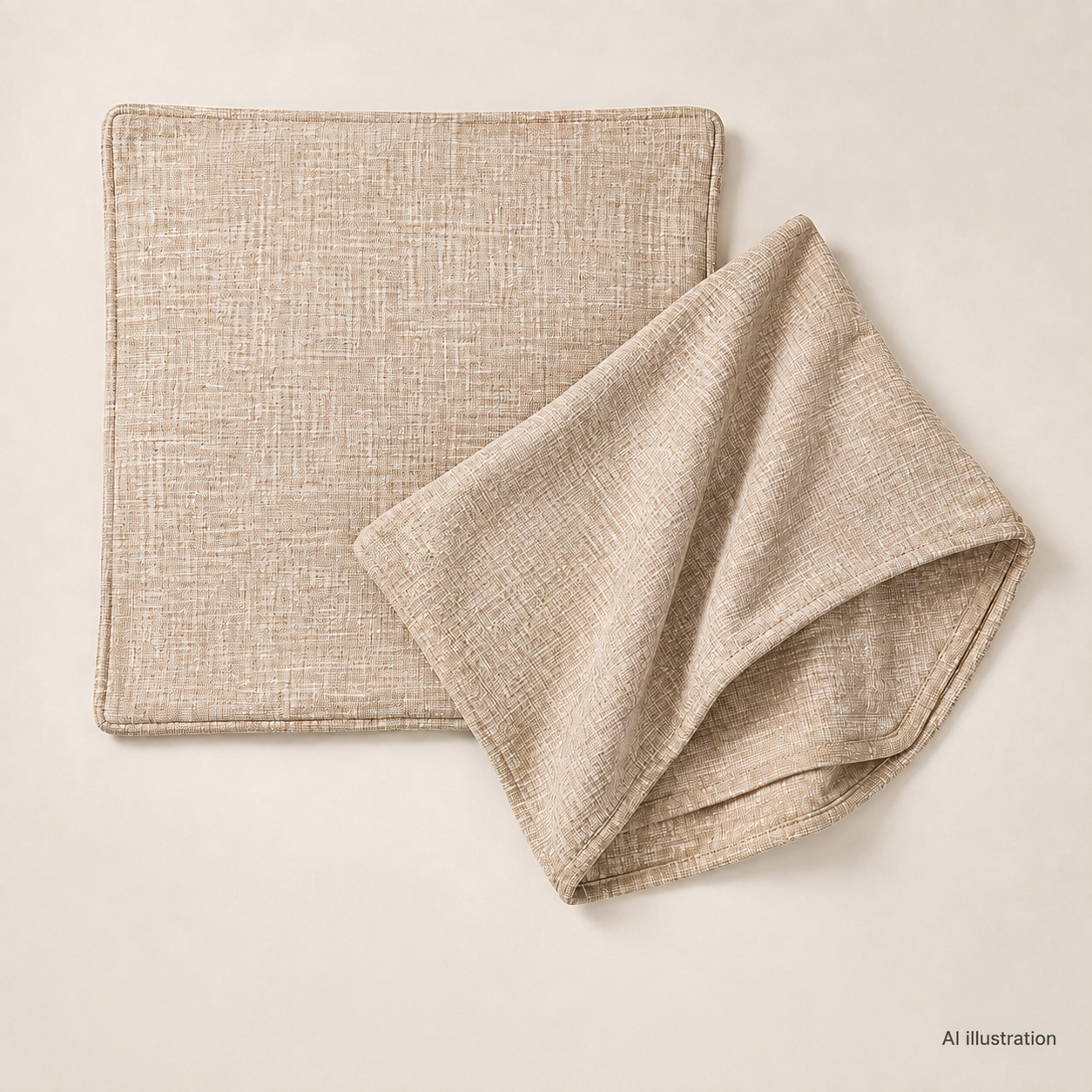 Textured neutral cushion covers styled in a warm neutral interior