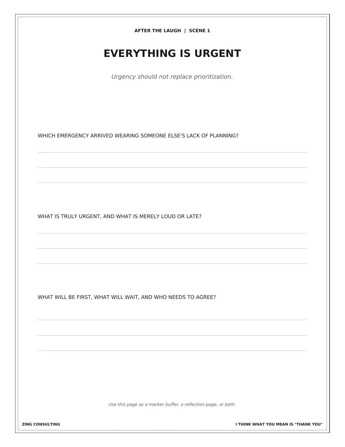 Everything Is Urgent: After the Laugh reflection page