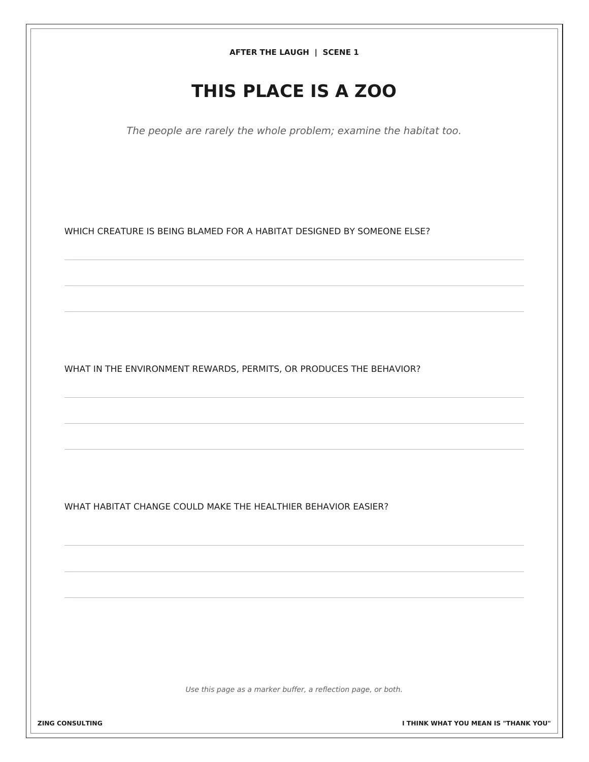 This Place Is a Zoo: After the Laugh reflection page