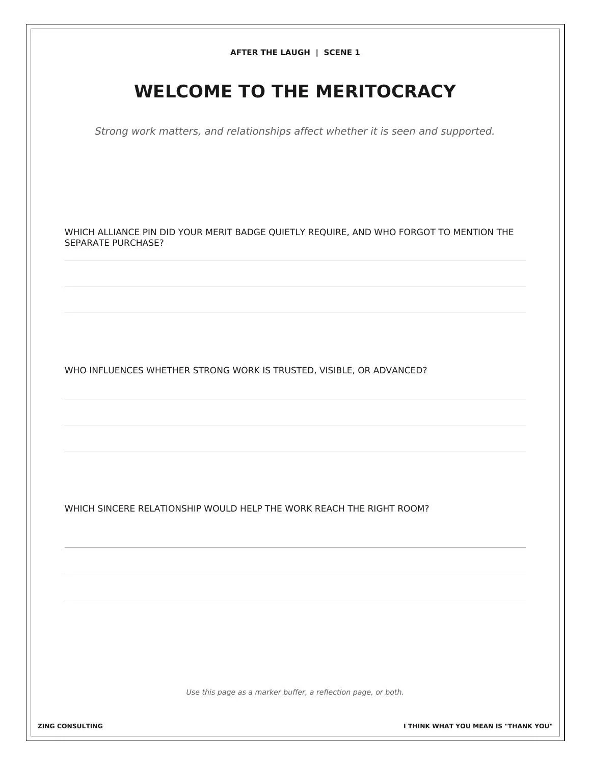 Welcome to the Meritocracy: After the Laugh reflection page