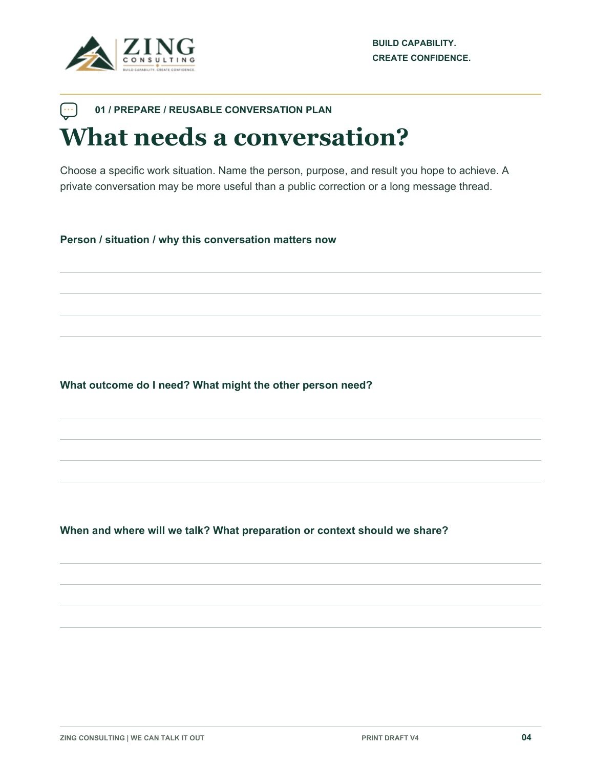 Workbook activity preview: What needs a conversation?