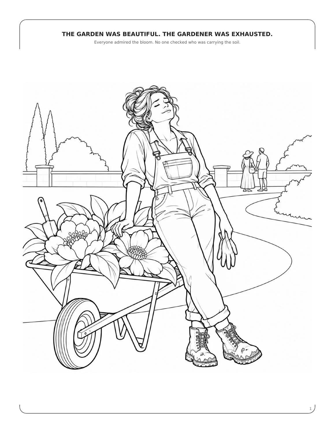 Sample coloring scene from I Need to Be the Flower Right Now