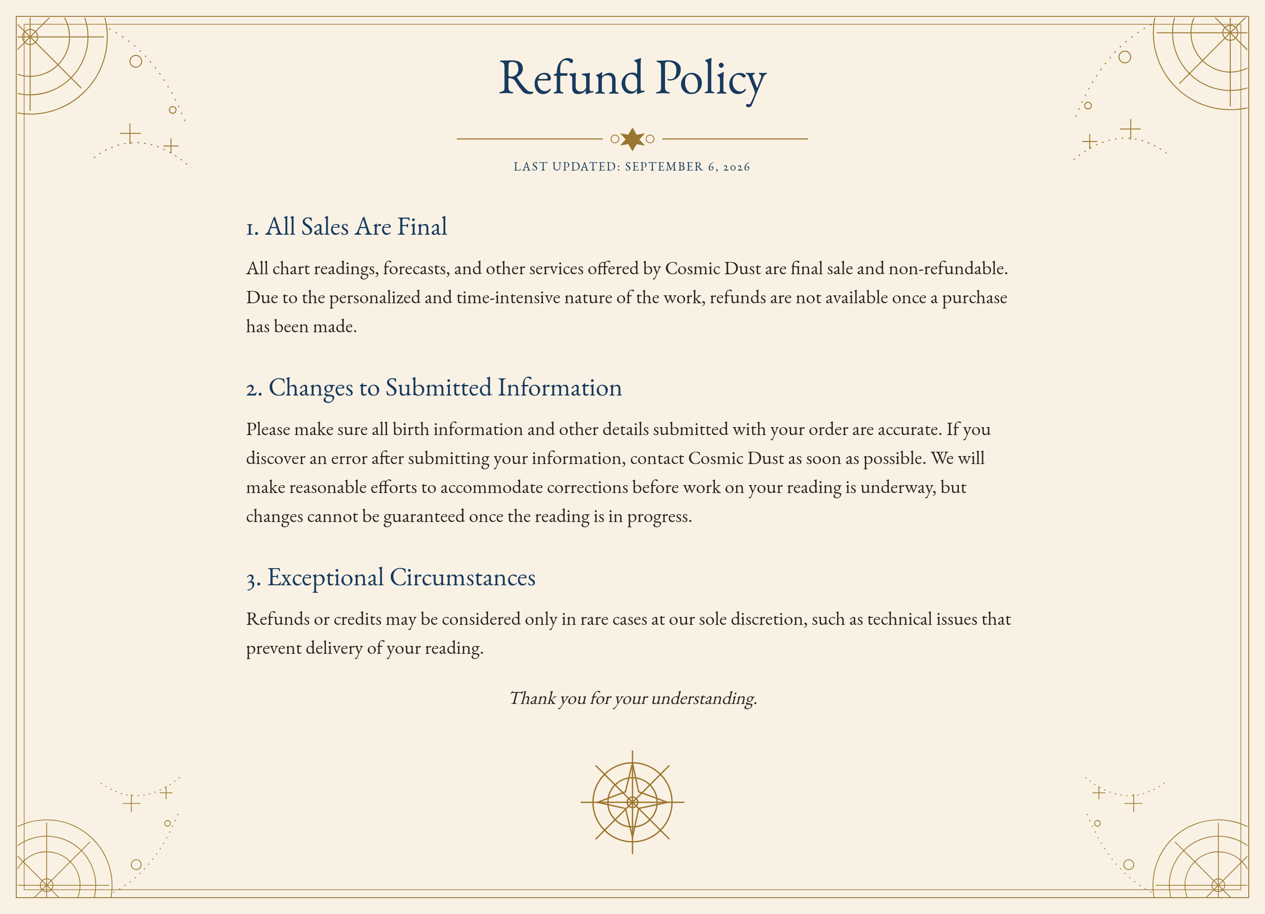 Cancellation and Refund Policy