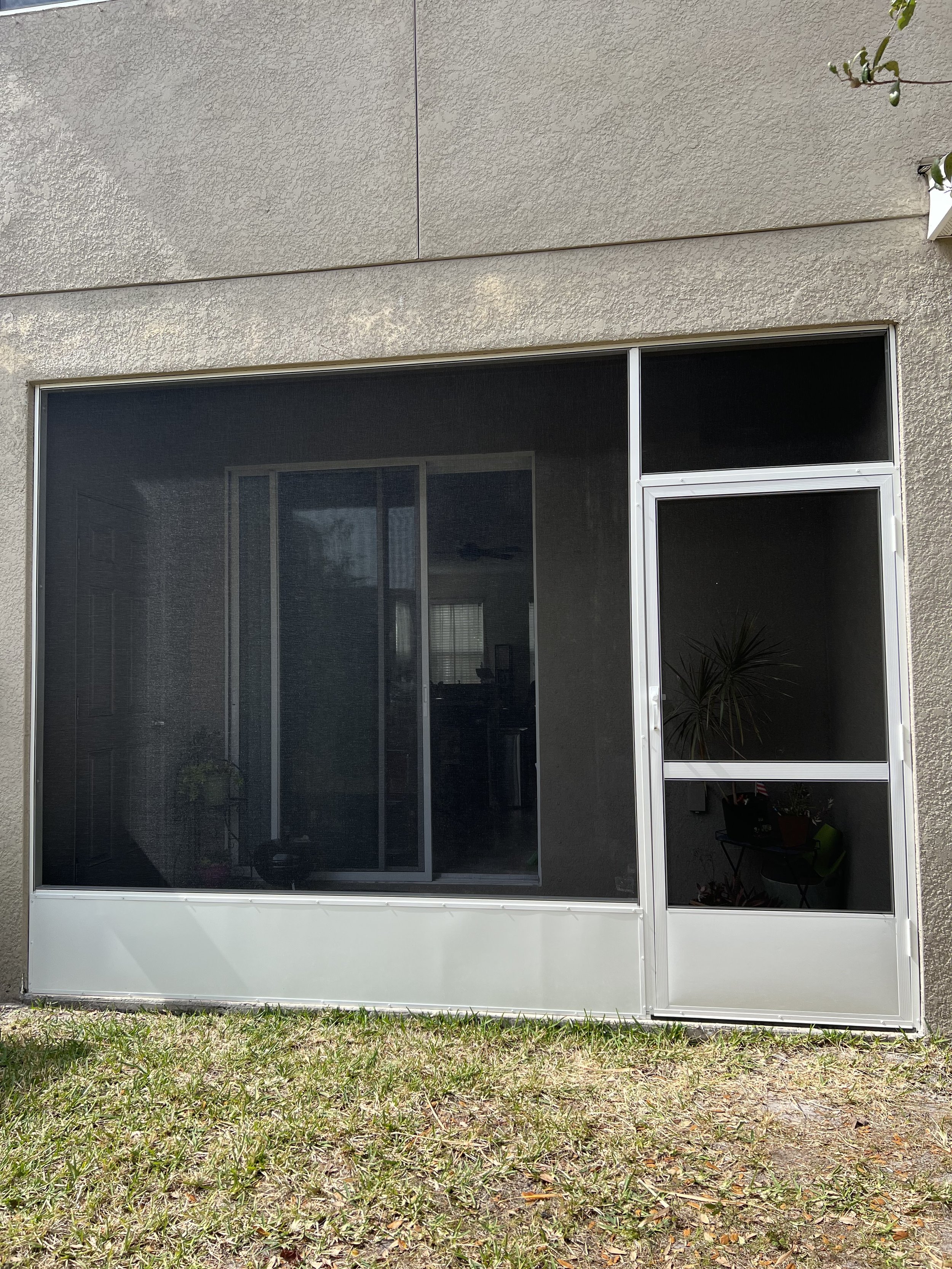 Lanai Guy rescreening a lanai in Plant City, FL.