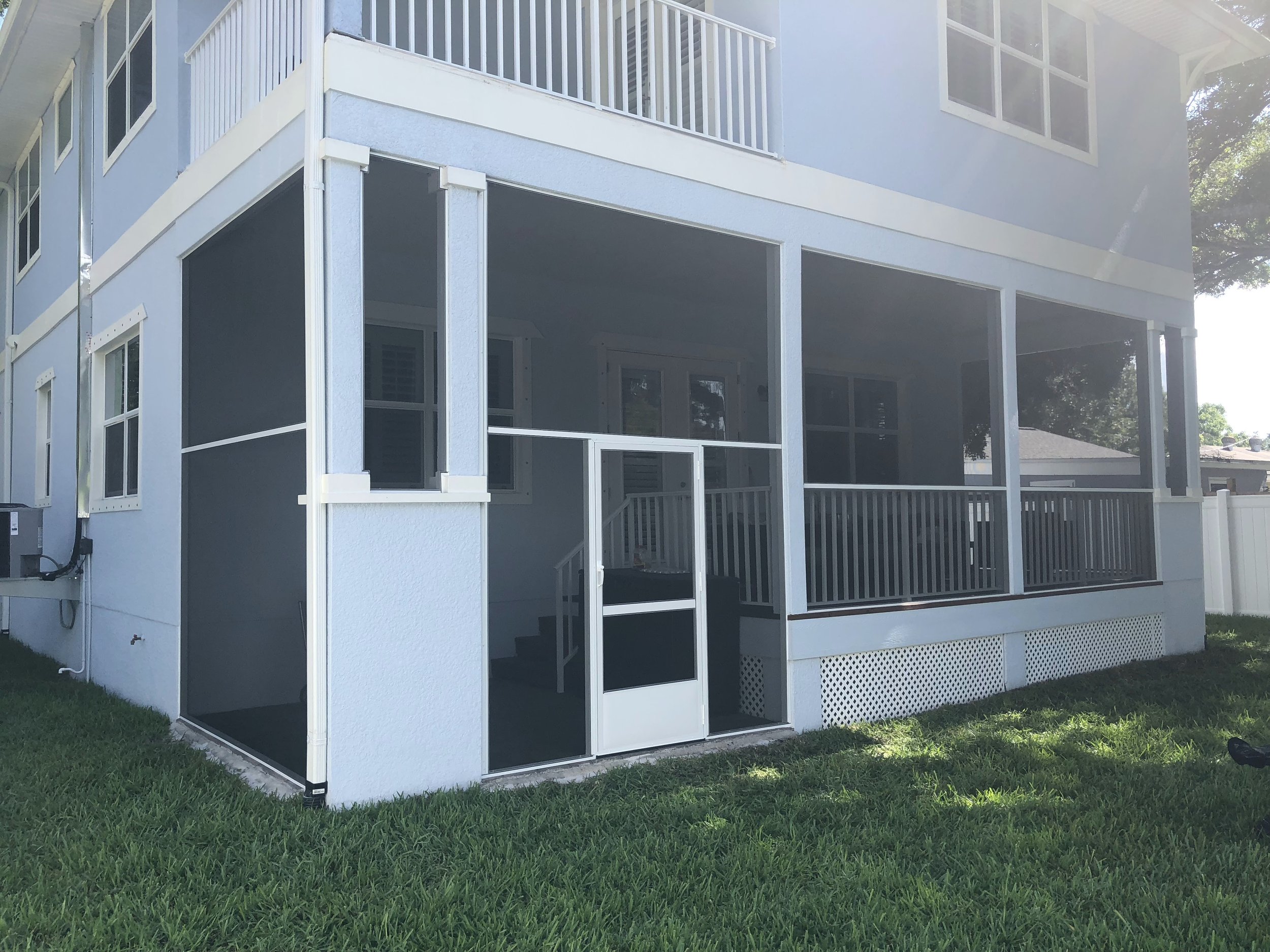 Screened lanai with outdoor seating in Brandon, FL.