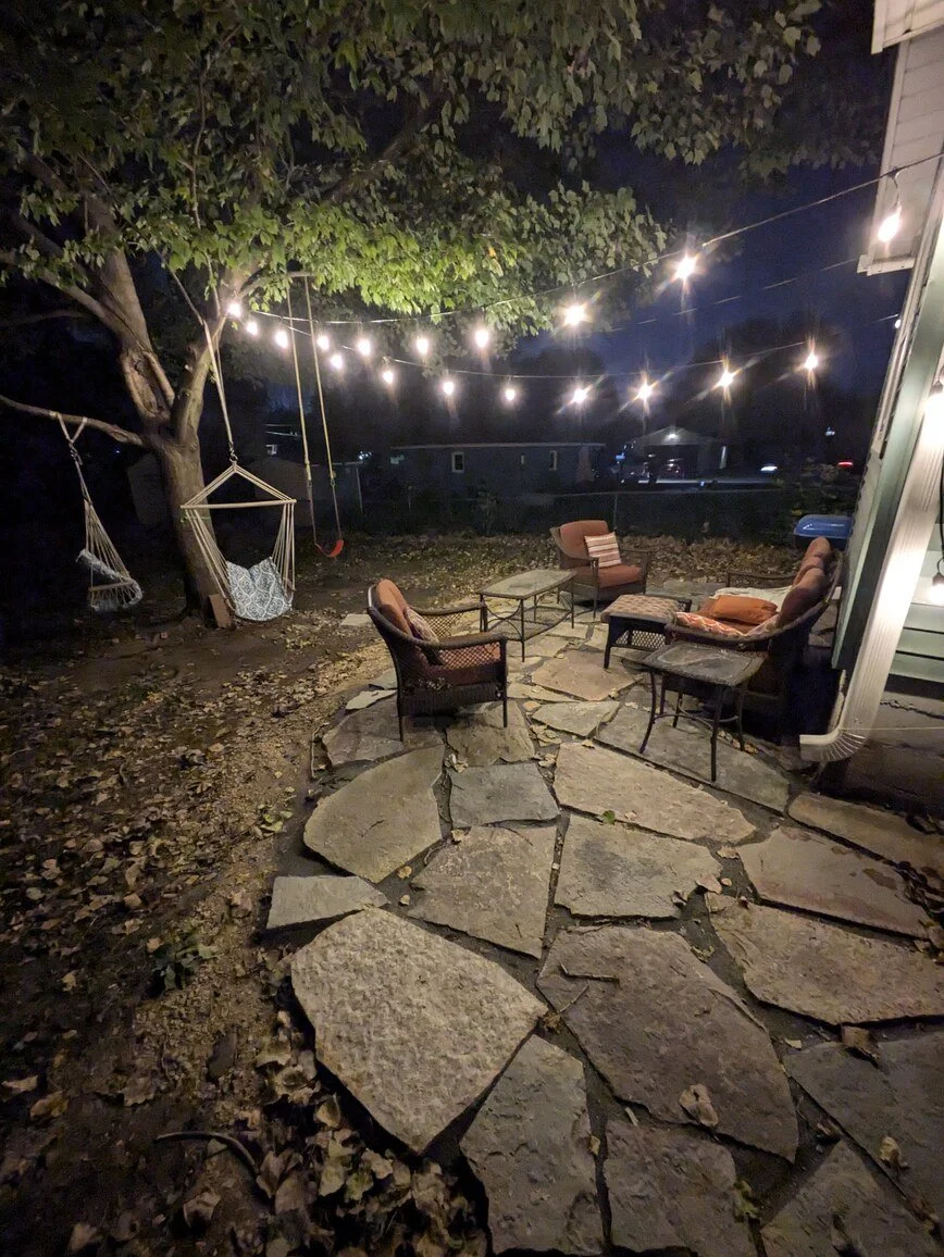 Mason repointing a brick wall in the Twin Cities