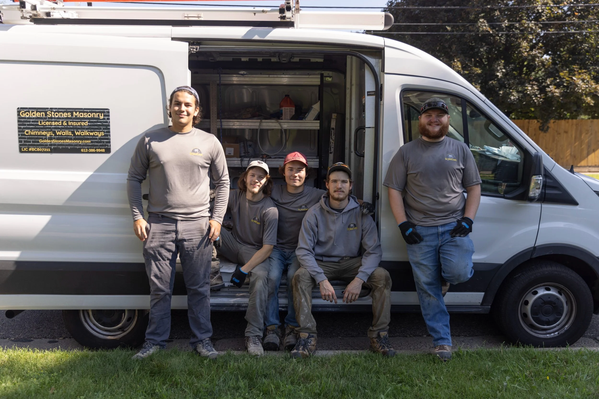 The Golden Stones Masonry crew on a St. Paul job site