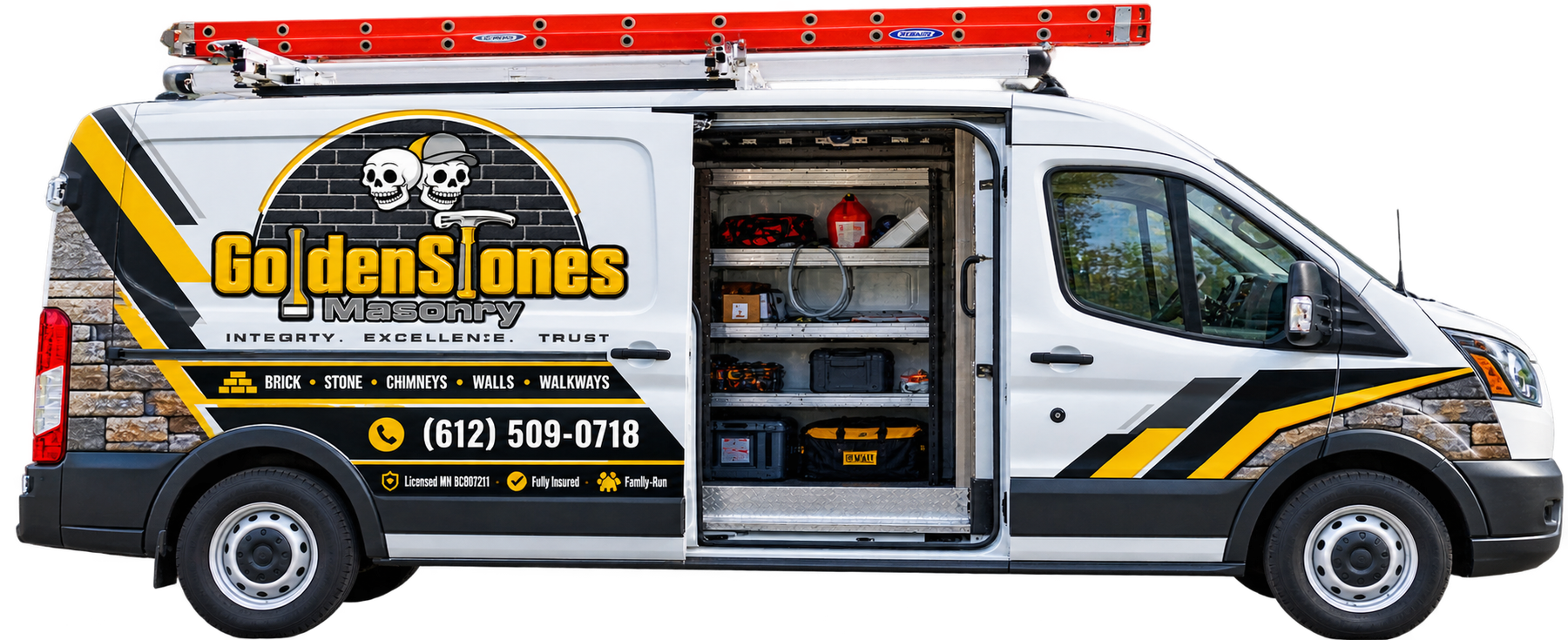 Golden Stones Masonry branded work van