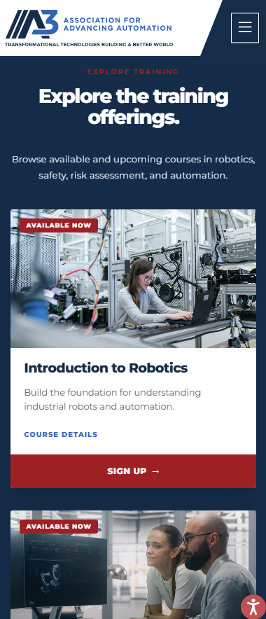 Ohio Automation Training mobile course selection