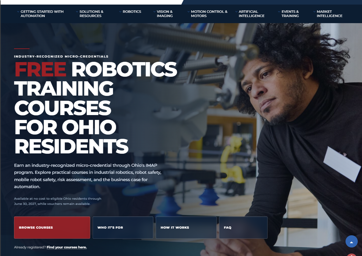 Ohio Automation Training hero and quick navigation