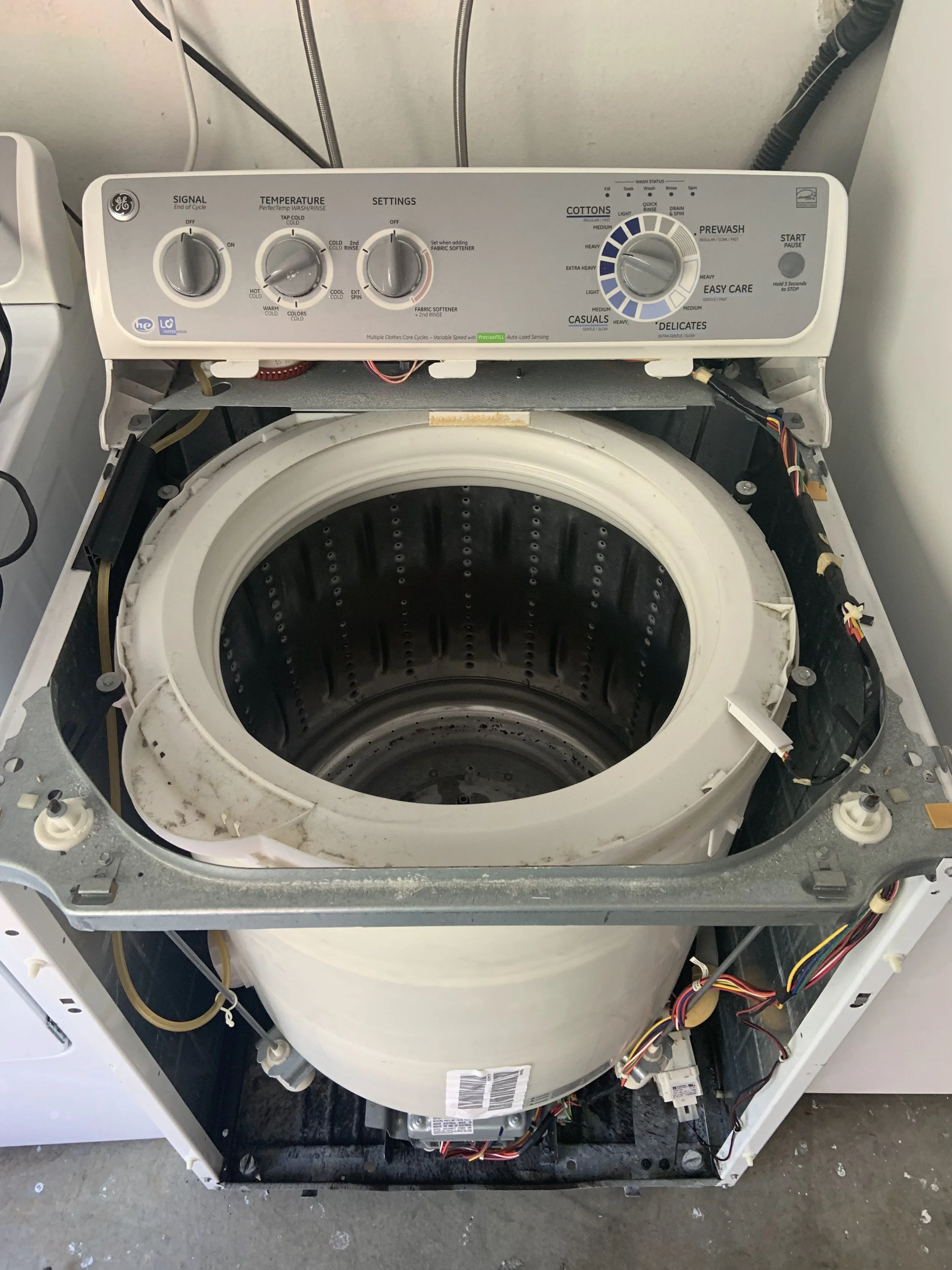 Washer outer tub, stainless during a Spokane washer repair by SD Appliance