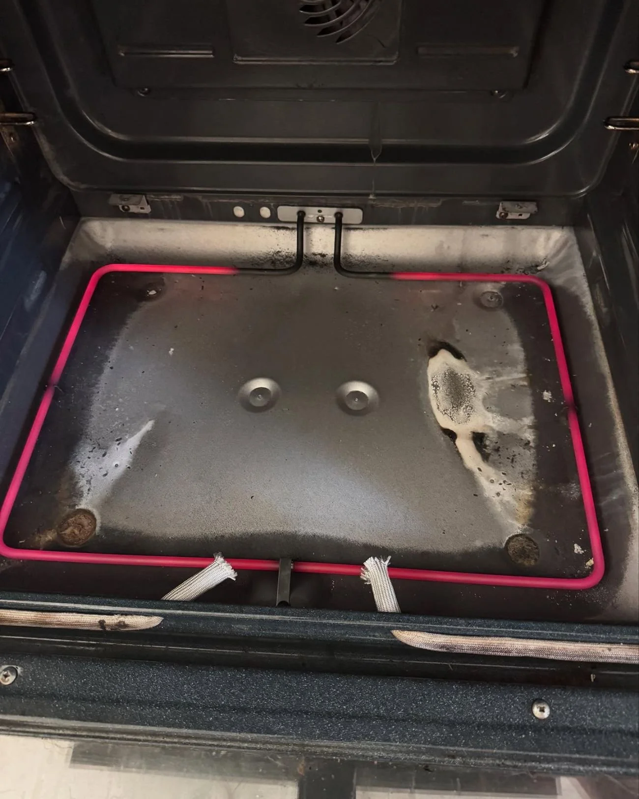 A glowing oven bake element