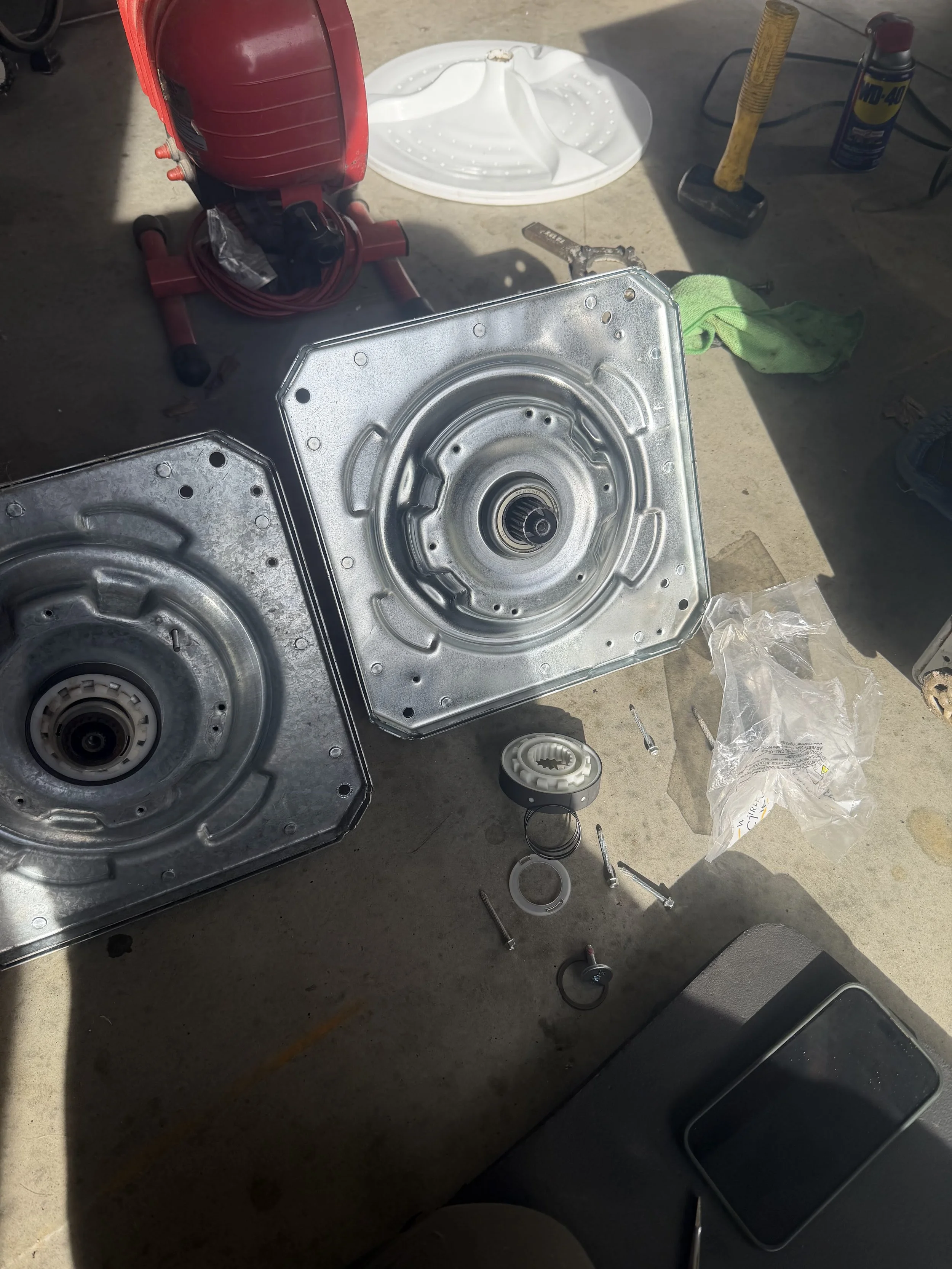 Washer motor and transmission parts, the residential washer repair work done in Coeur d'Alene homes